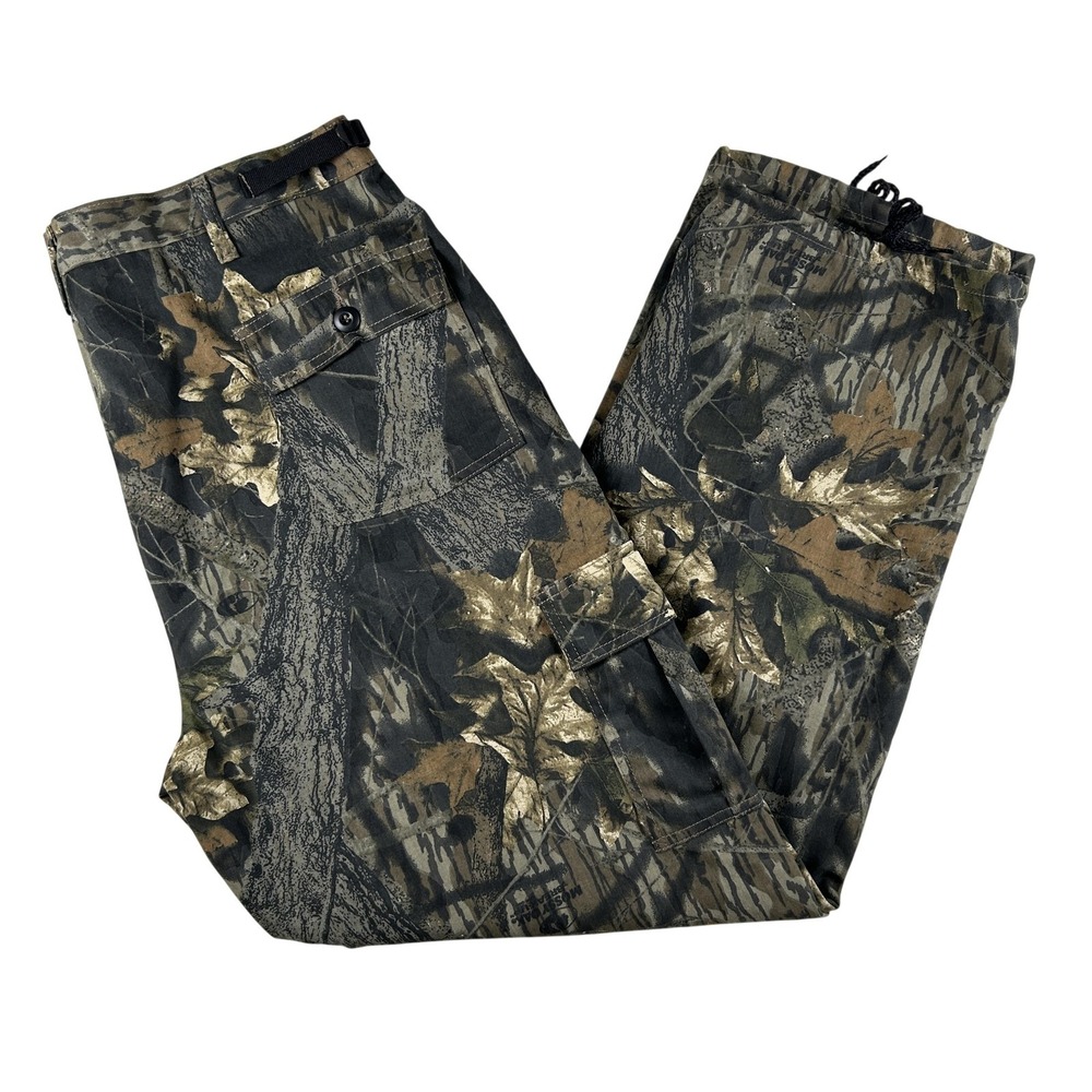 Vintage Jerzees Pants Mens XL Baggy Camo Canvas Cargo Adjustable Waist Outdoor
